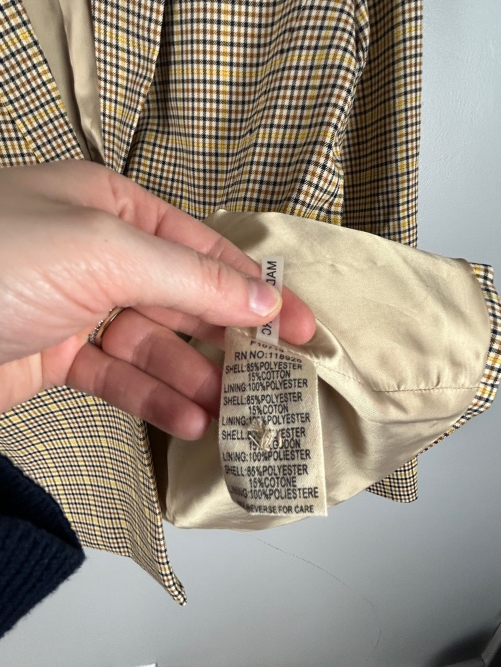 FRNCH Checked Blazer Yellow‎ & Tan Size Small Office Business Career Modern - Picture 3 of 6